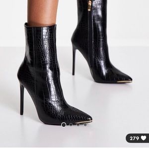 Black crocodile booties